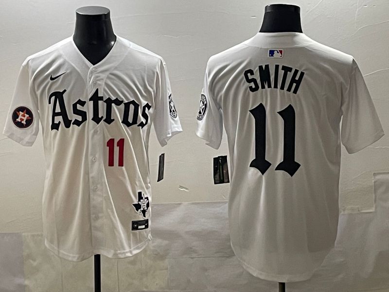 Men 2025 Houston Astros 11 Smith White Five generations Joint Name Nike MLB Jersey style 36